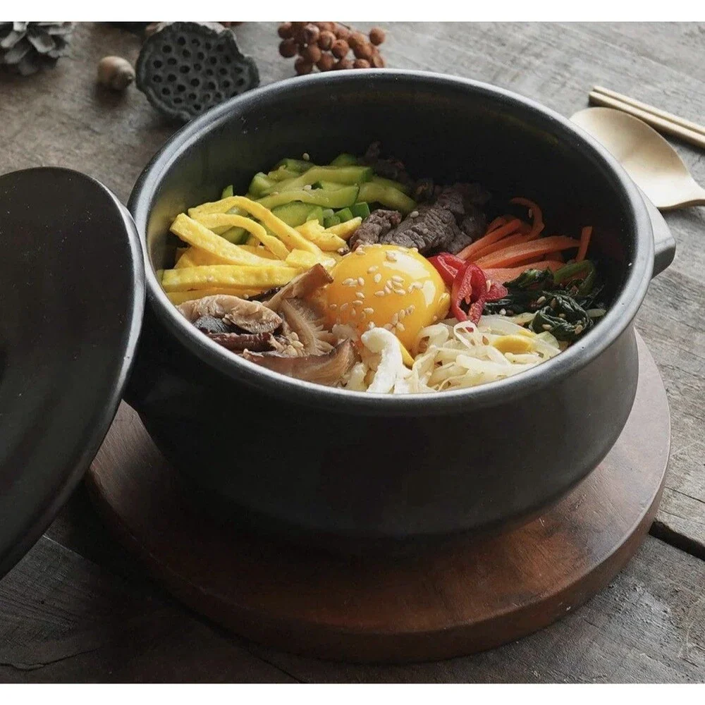 Korean Stone Pot with Lid, Clay Pot for Cooking Hot Pot Dolsot Bibimba